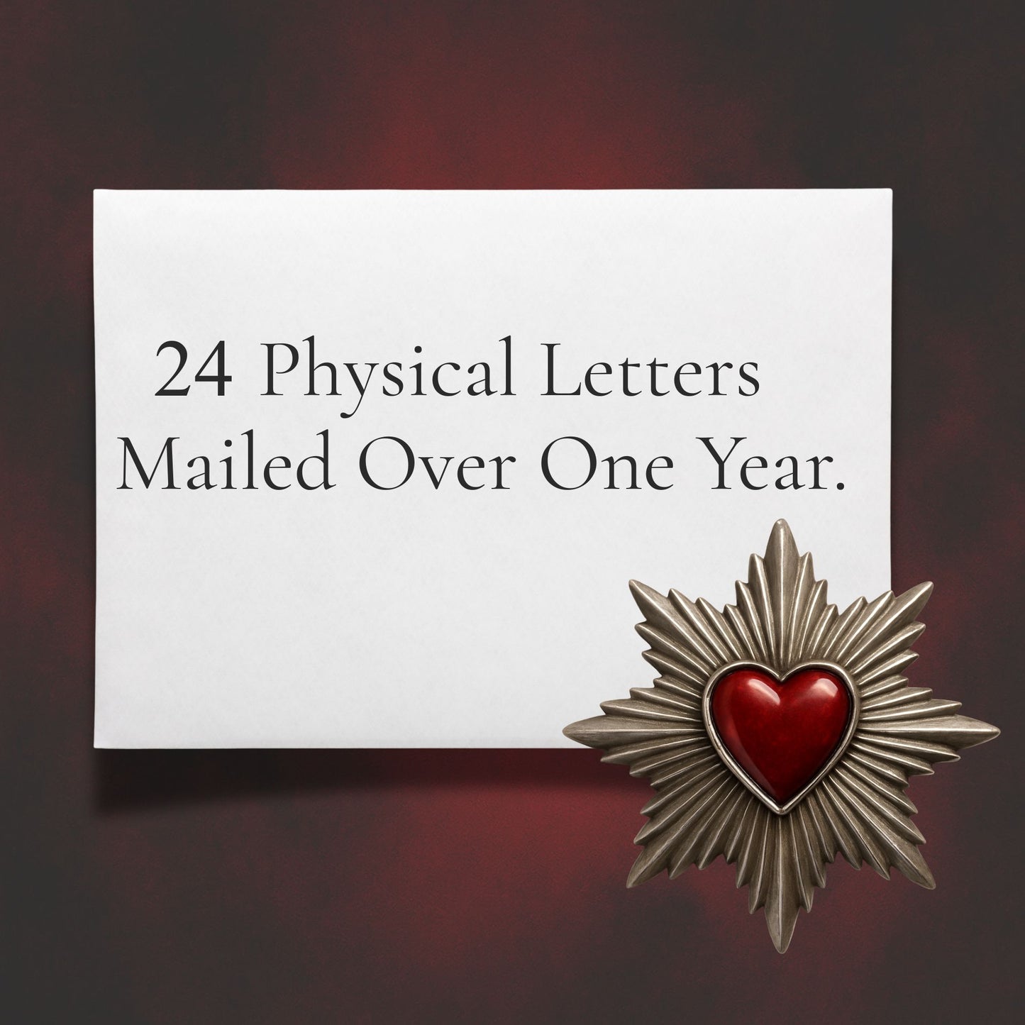 A year-long story told through 24 physical letters, delivered by mail.
